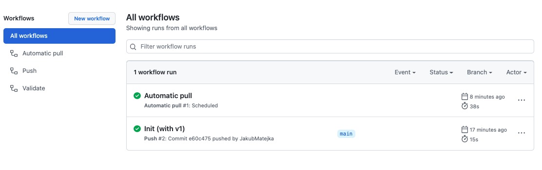 Screenshot -- GitHub Actions