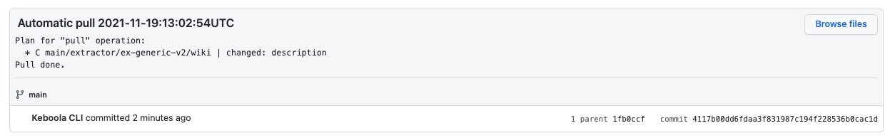 Screenshot -- A change description by Pull action
