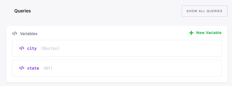 Screenshot -- Variables in the UI
