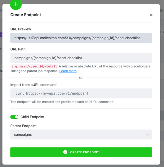 Create endpoint