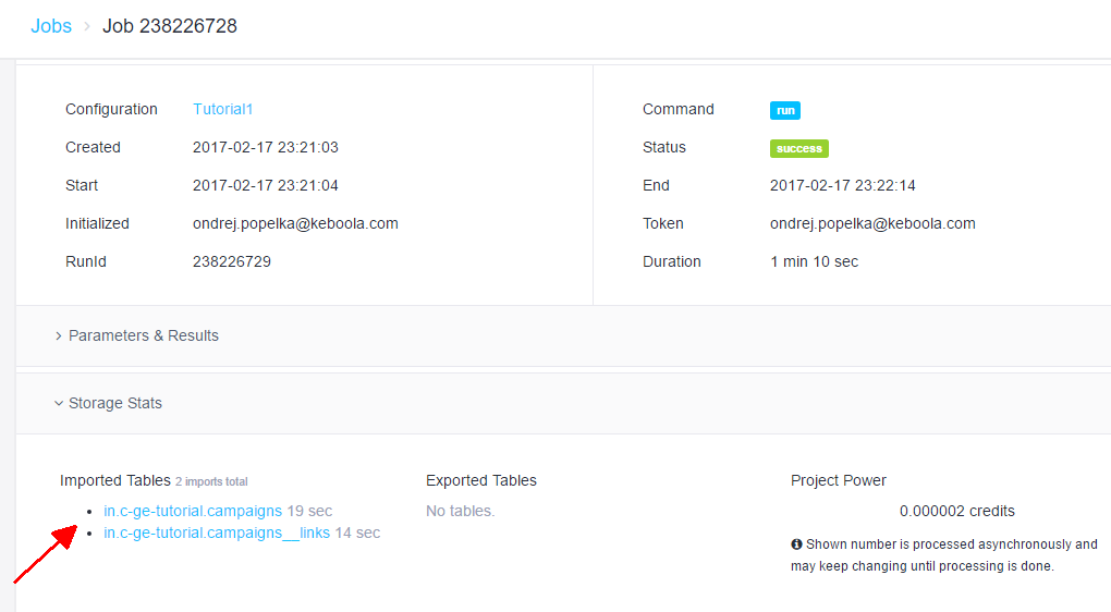 Screenshot - Generic Extractor job