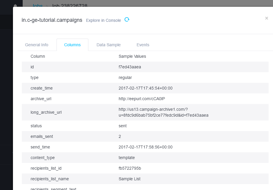 Screenshot - Campaigns Table